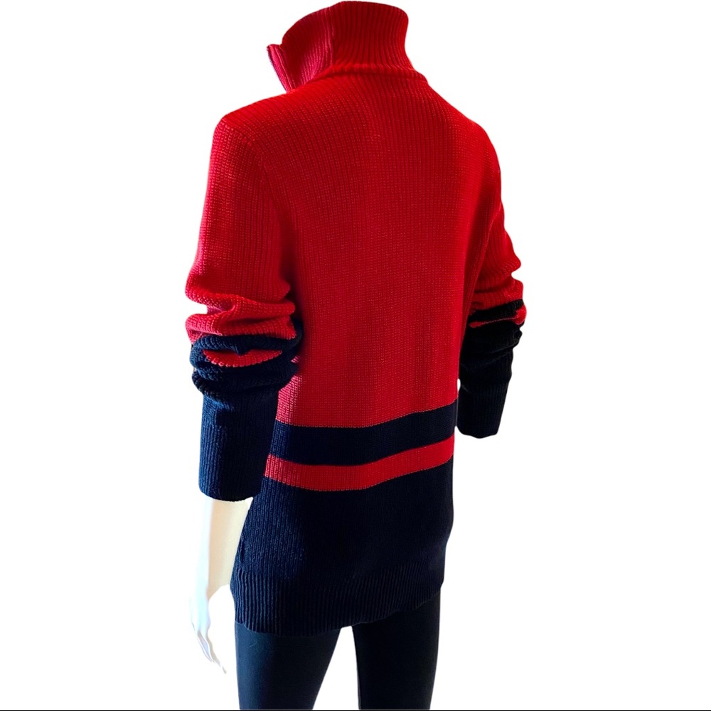 Lauren Ralph Lauren Red and Black Half-Zip V-Neck Sweater - Picture 6 of 8